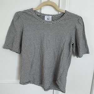Goop Striped Organic Cotton Puff Sleeve T-Shirt